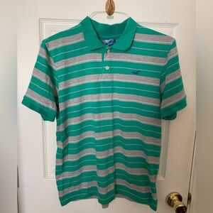 Hollister Mens Large Polo Golf Shirt Short Sleeve Blue Green Striped Vintage 00s